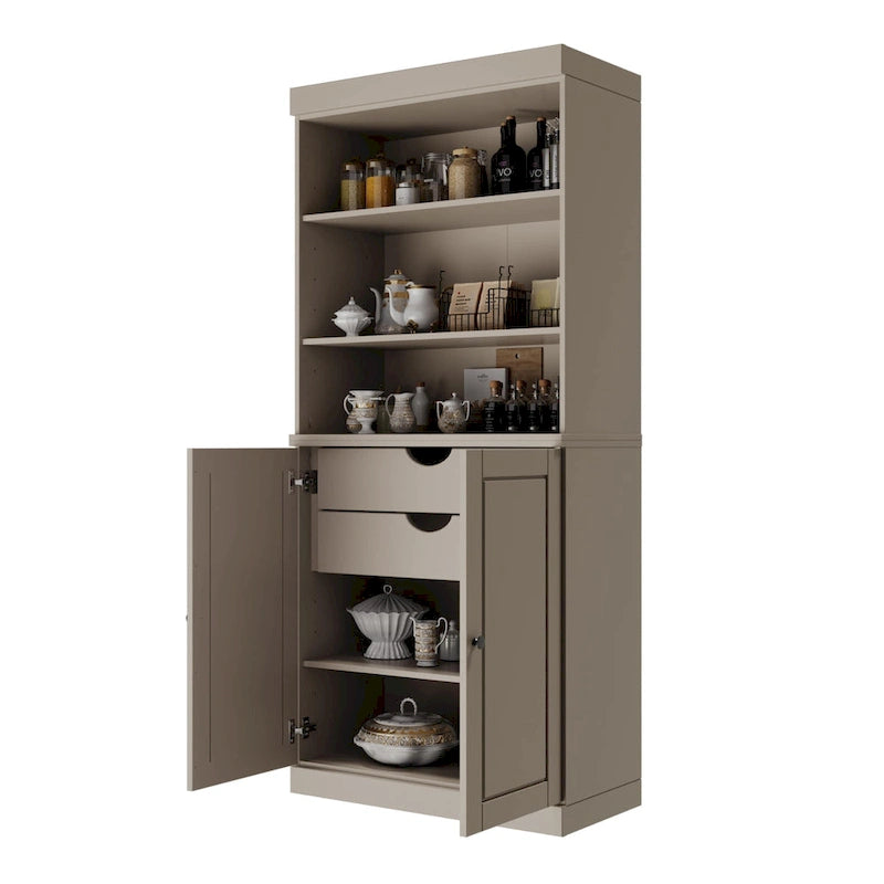 100 % Massivholz-Küchenschrank mit 2 Glas- oder Holztüren und 2 Schubladen-Organizer