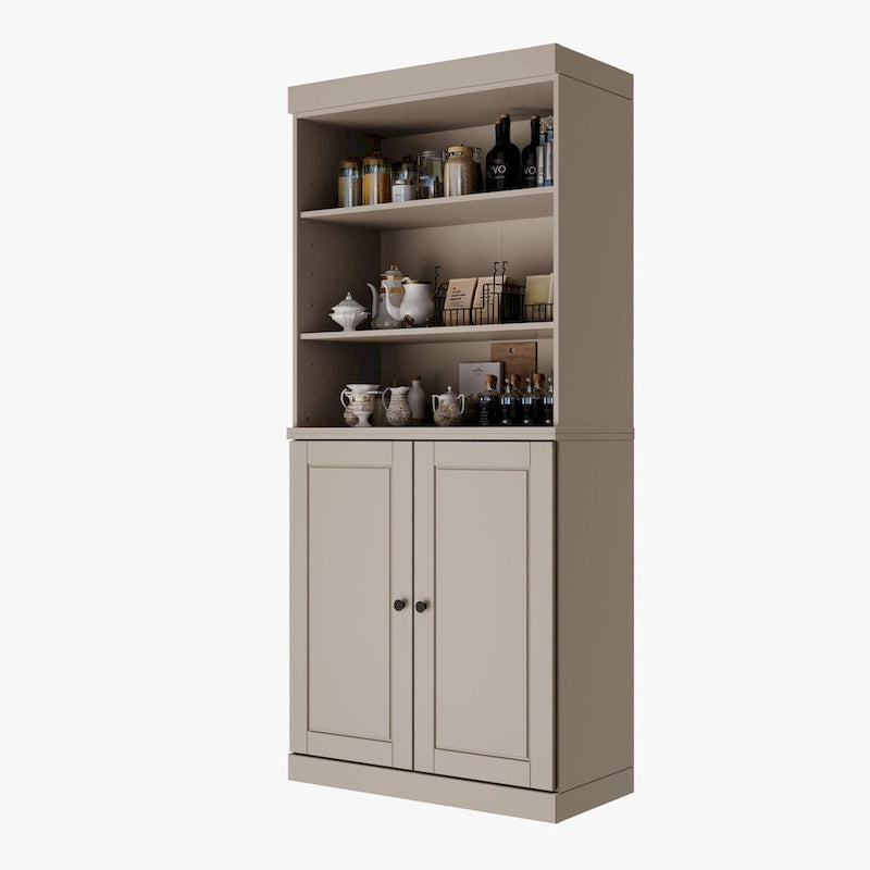 100 % Massivholz-Küchenschrank mit 2 Glas- oder Holztüren und 2 Schubladen-Organizer