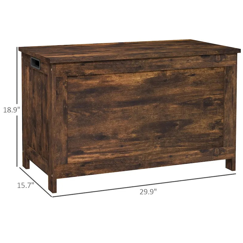 Holztruhe mit Sicherheitsscharnieren und Griffmulden