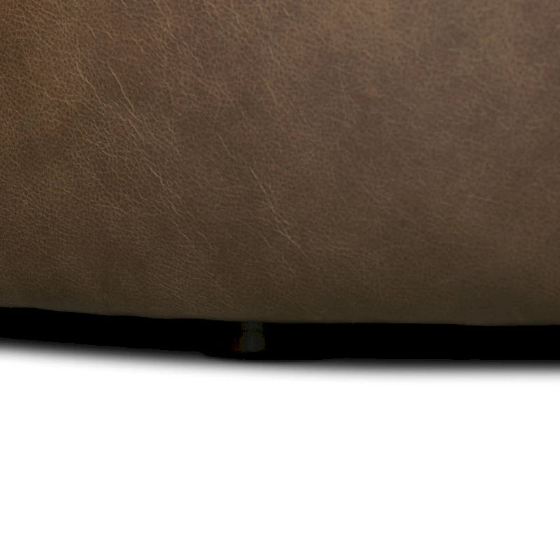 Runder Ottoman aus vollnarbigem italienischem Leder, 101,6 cm Durchmesser