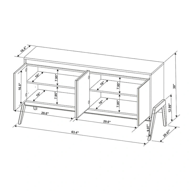 Mid-Century Modern Sideboard Buffet mit Soft-Close Türen