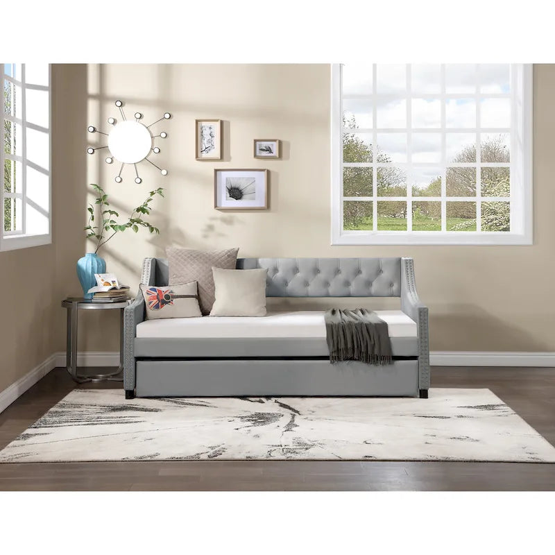 Polster-Samt-Chesterfield-Tagesbett mit Ausziehbett