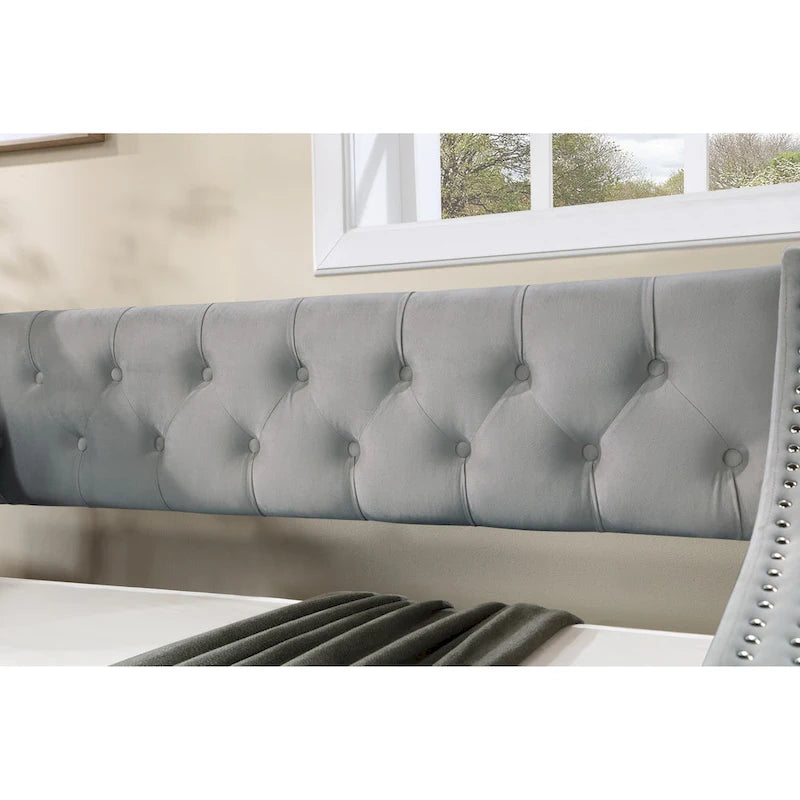 Polster-Samt-Chesterfield-Tagesbett mit Ausziehbett