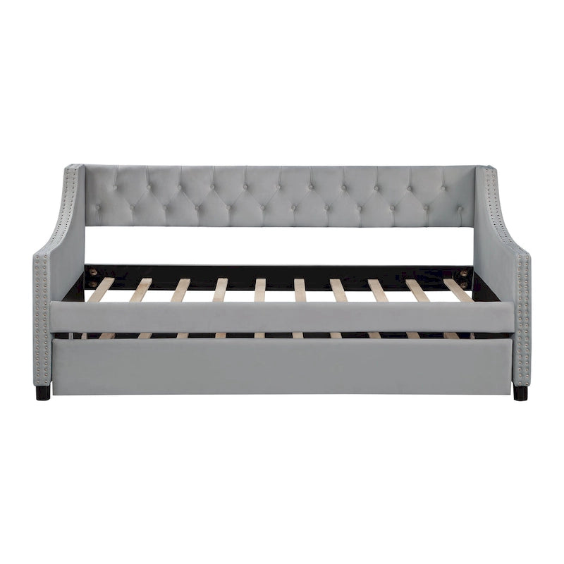 Polster-Samt-Chesterfield-Tagesbett mit Ausziehbett