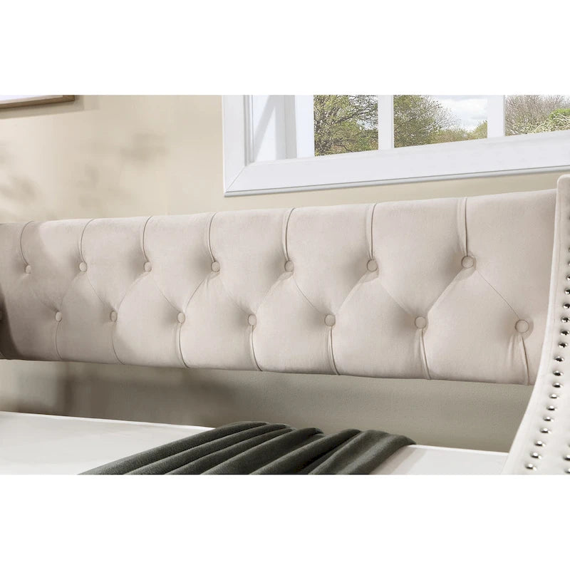 Polster-Samt-Chesterfield-Tagesbett mit Ausziehbett