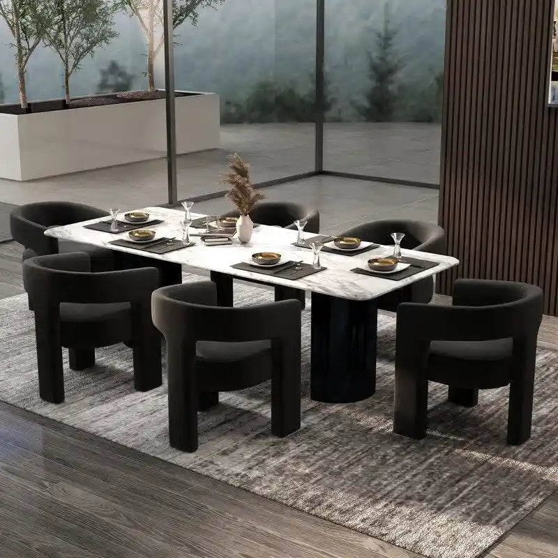 Moderner Glamour-Esszimmerstuhl aus Samt mit offener Rückenlehne, 6er-Set