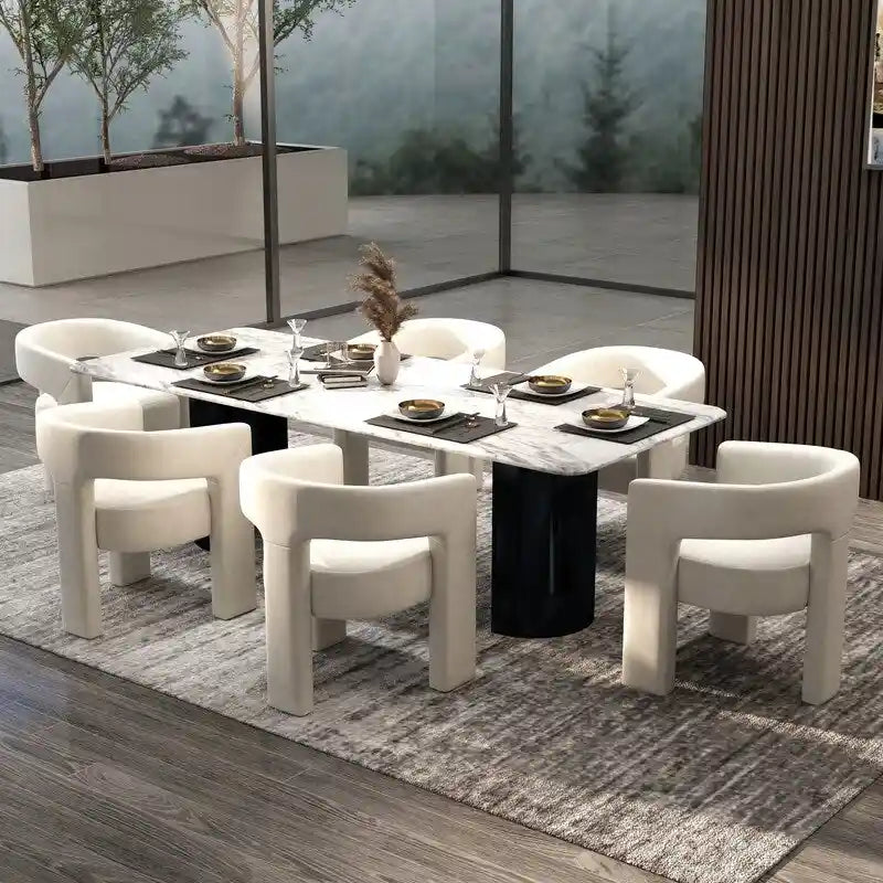 Moderner Glamour-Esszimmerstuhl aus Samt mit offener Rückenlehne, 6er-Set