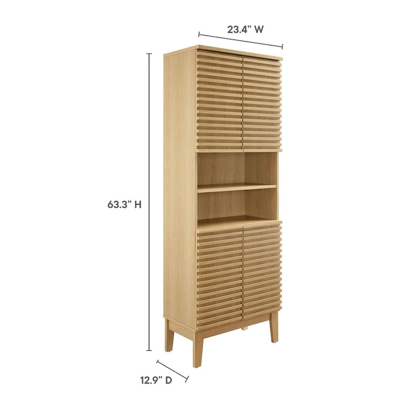 63 Zoll hoher Badezimmerschrank mit Soft-Close-Türen und verstellbaren Einlegeböden