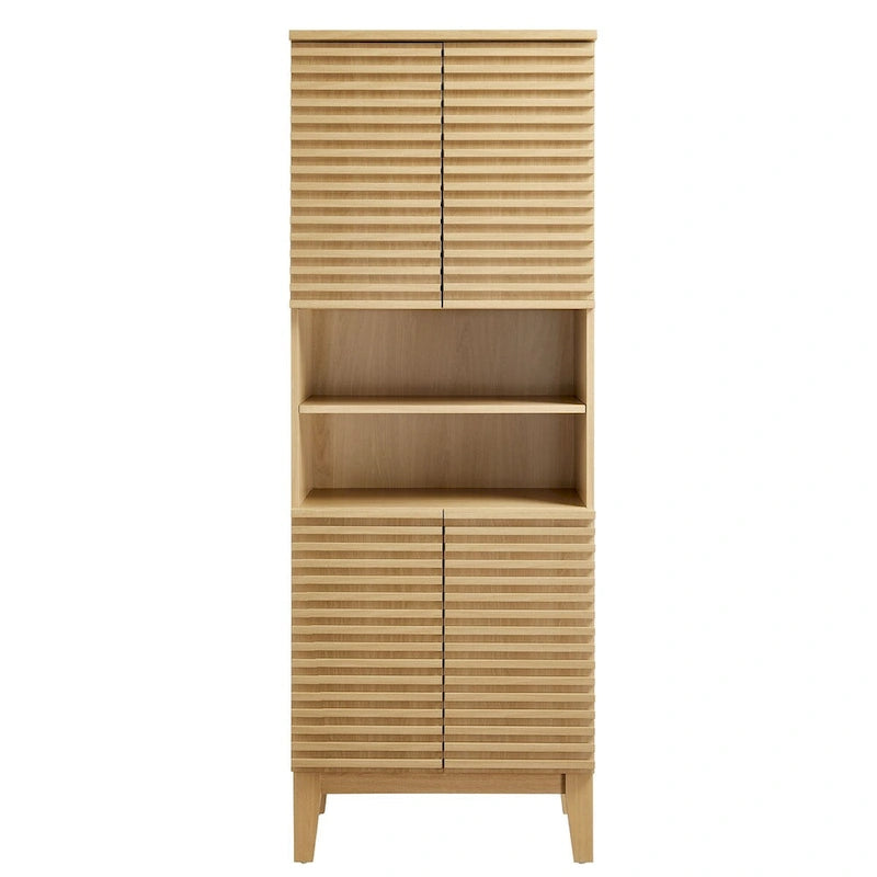63 Zoll hoher Badezimmerschrank mit Soft-Close-Türen und verstellbaren Einlegeböden