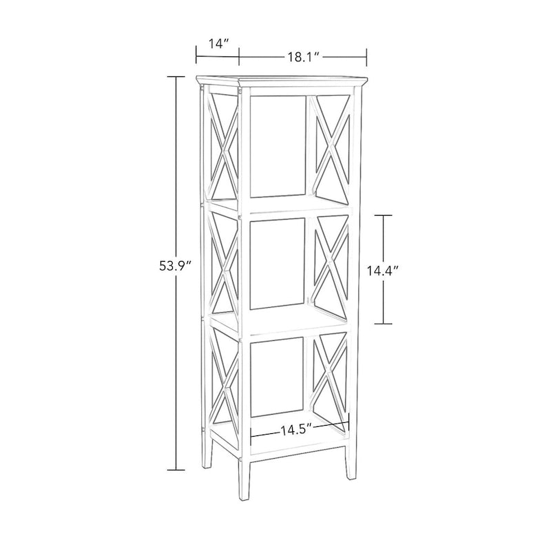 54 Zoll großes Cross-Frame Aufbewahrungsregal mit 4 Böden, weiß