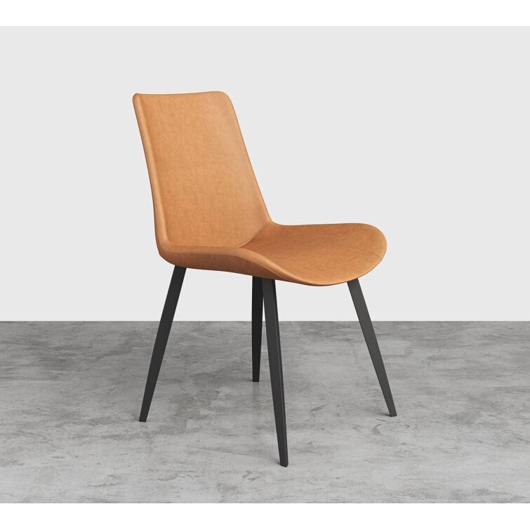 Esszimmerstuhl, vollgepolstert mit Leder und Metallgestell, 2er-Set