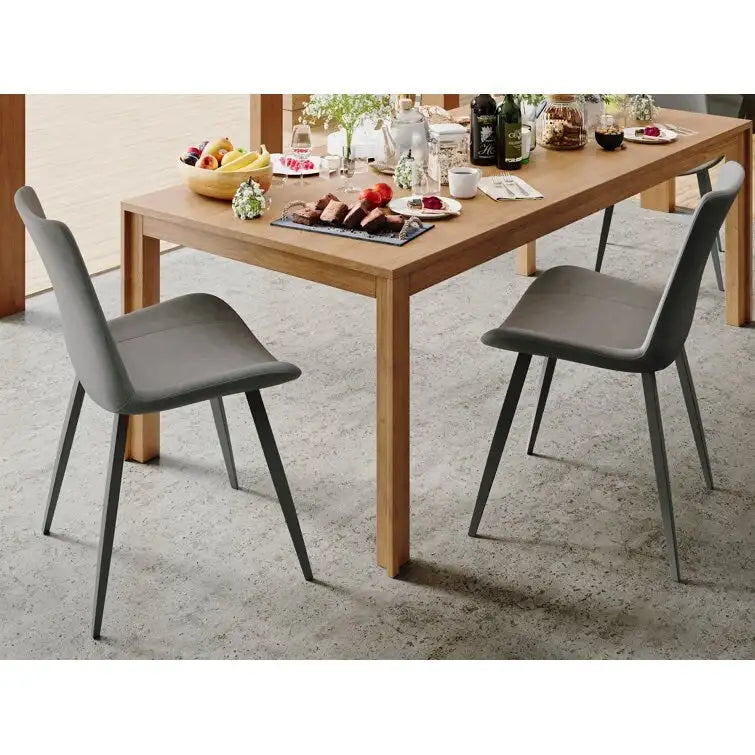 Esszimmerstuhl, vollgepolstert mit Leder und Metallgestell, 2er-Set