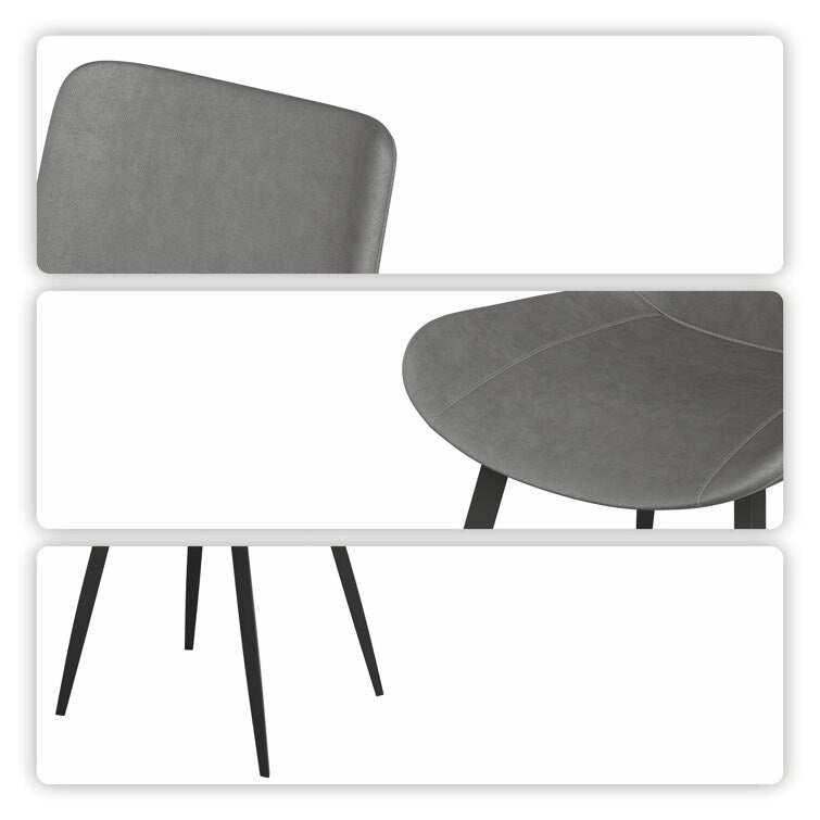 Esszimmerstuhl, vollgepolstert mit Leder und Metallgestell, 2er-Set