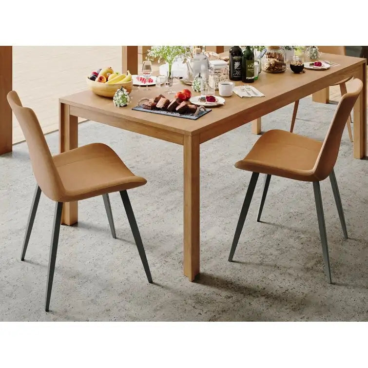 Esszimmerstuhl, vollgepolstert mit Leder und Metallgestell, 2er-Set