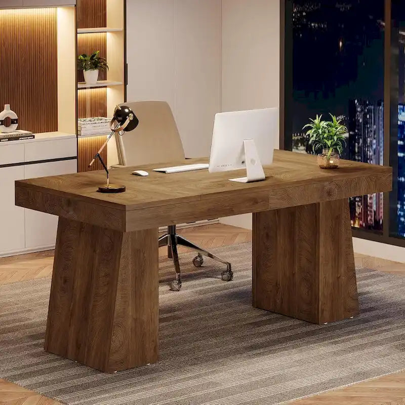 Brauner Mid-Century Schreibtisch aus Holz, 140 cm