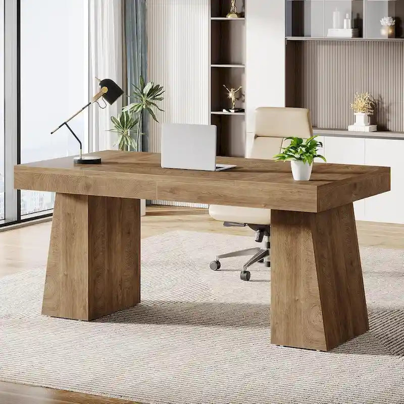 Brauner Mid-Century Schreibtisch aus Holz, 140 cm