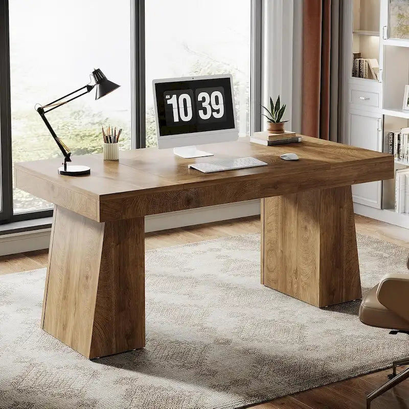 Brauner Mid-Century Schreibtisch aus Holz, 140 cm