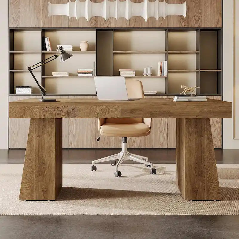 Brauner Mid-Century Schreibtisch aus Holz, 140 cm
