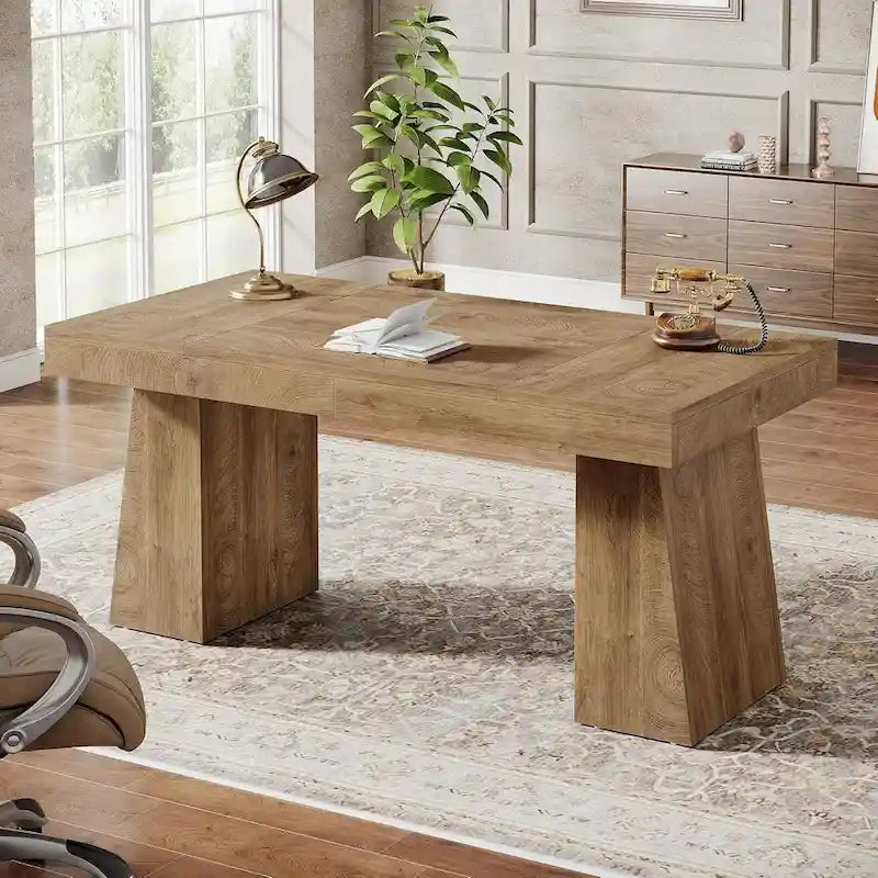 Brauner Mid-Century Schreibtisch aus Holz, 140 cm