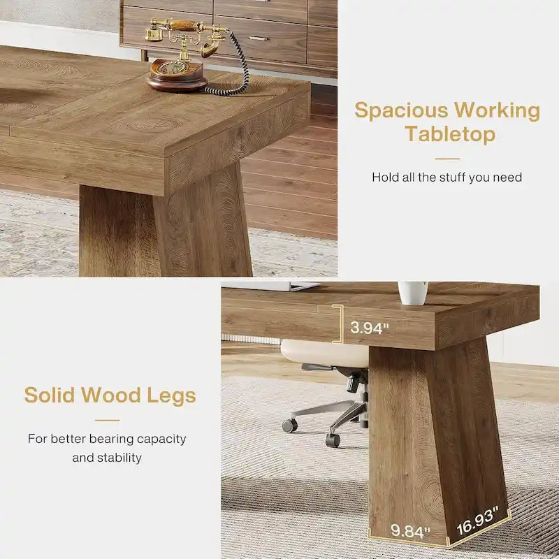 Brauner Mid-Century Schreibtisch aus Holz, 140 cm