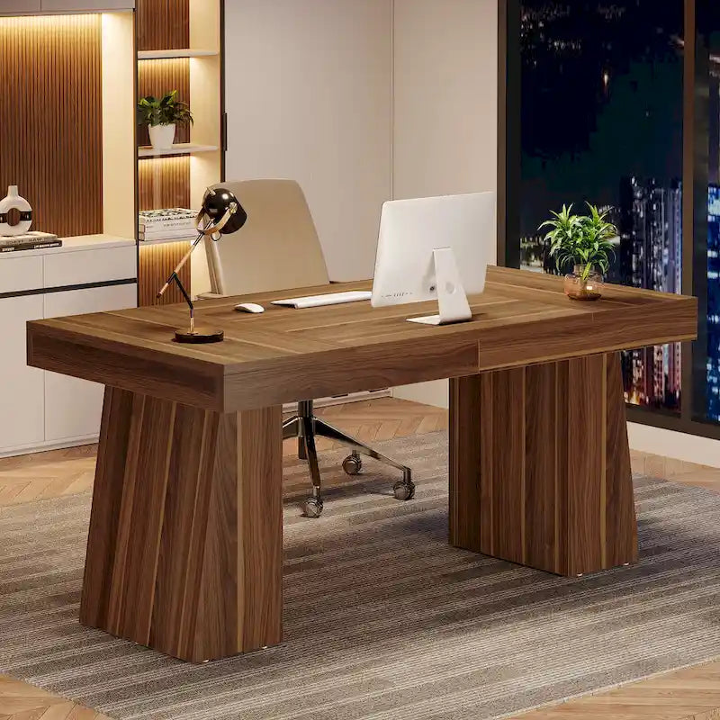 Brauner Mid-Century Schreibtisch aus Holz, 140 cm