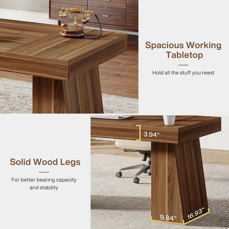 Brauner Mid-Century Schreibtisch aus Holz, 140 cm