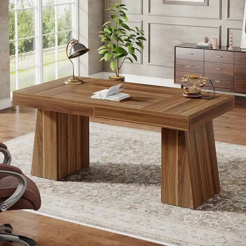 Brauner Mid-Century Schreibtisch aus Holz, 140 cm