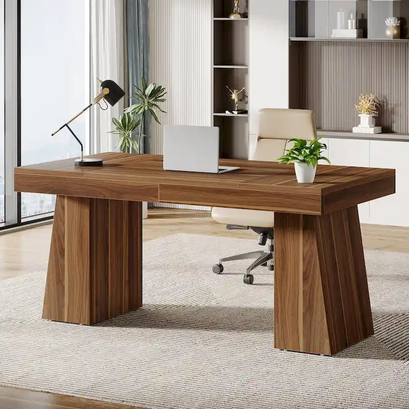 Brauner Mid-Century Schreibtisch aus Holz, 140 cm
