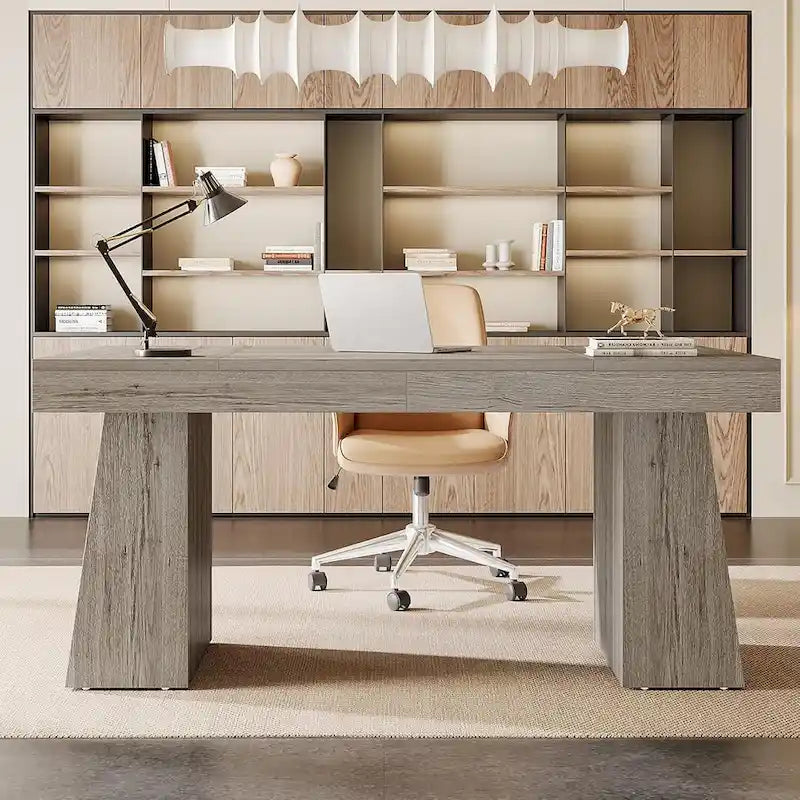 Brauner Mid-Century Schreibtisch aus Holz, 140 cm